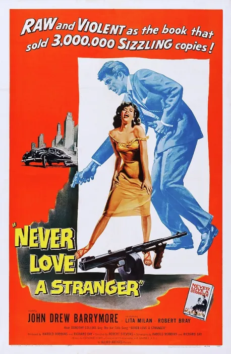 Framed Print : NEVER LOVE A STRANGER, top: John Drew Barrymore (aka John Barrymore, Jr. on poster art, 1958)