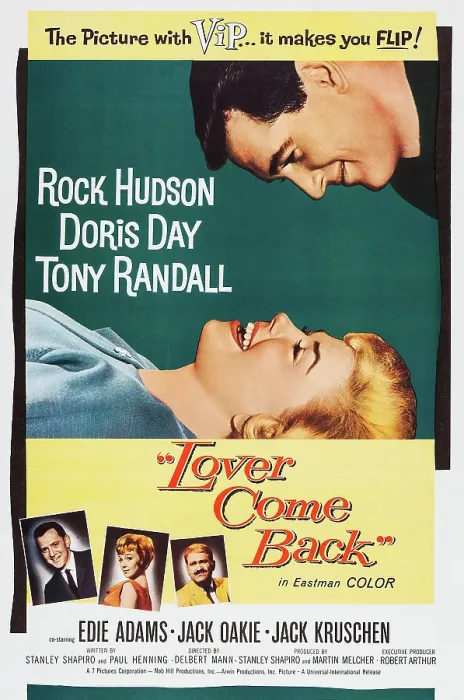 Framed Print : LOVER COME BACK, US poster art, from top: Rock Hudson, Doris Day, Tony Randall, Edie Adams, Jack Kruschen, 1961