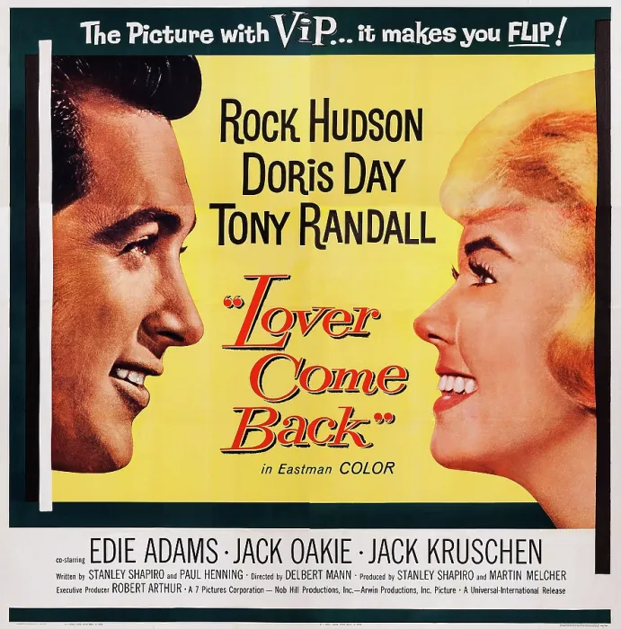 Framed Print : LOVER COME BACK, US poster, from left: Rock Hudson, Doris Day, 1961