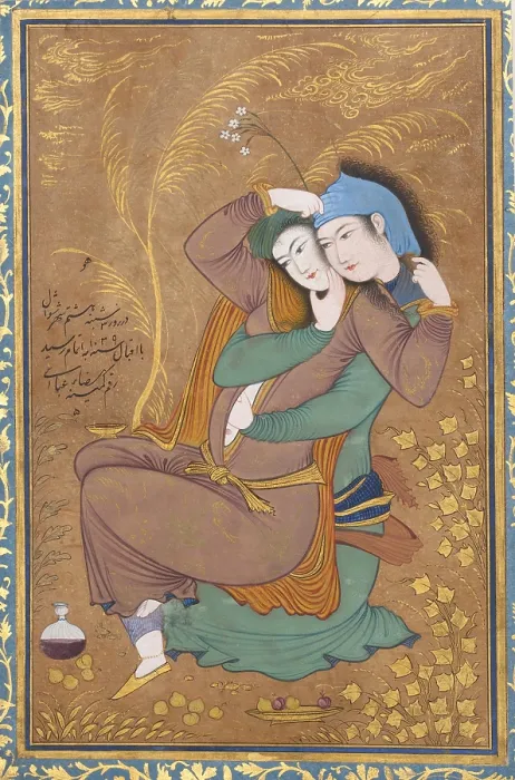 Framed Print : THE LOVERS, by Riza-yi Abbasi, 1630, Persian painting, opaque watercolor, ink, gold on paper Framed Print : THE LOVERS, by Riza-yi Abbasi, 1630, Persian painting, opaque watercolor, ink, gold on paper