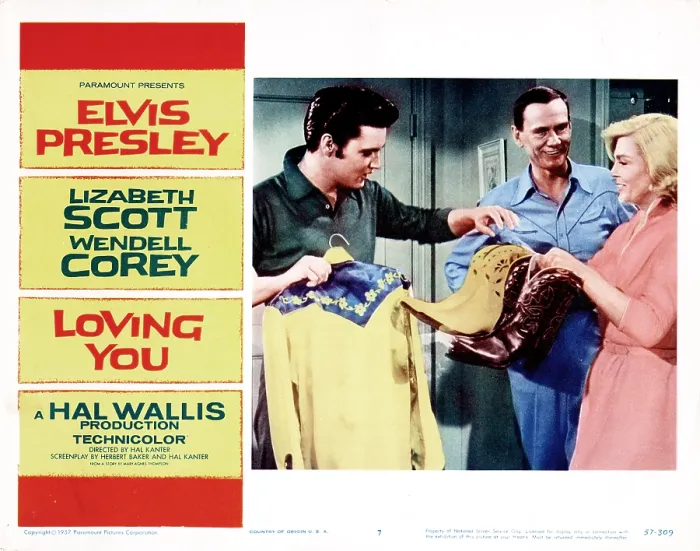 Framed Print : LOVING YOU, from left, , Elvis Presley, Wendell Corey, Lizabeth Scott, 1957