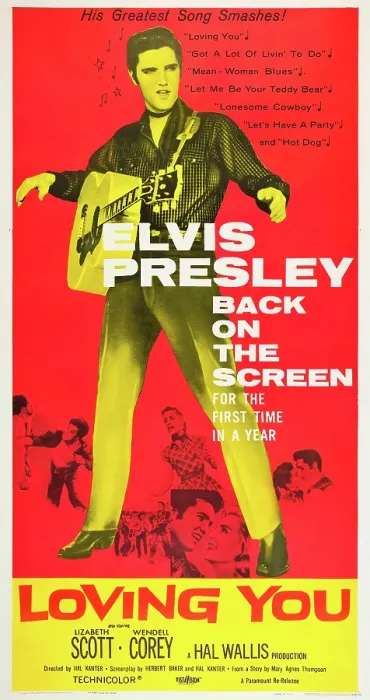 Framed Print : LOVING YOU, top: Elvis Presley, bottom: Dolores Hart, Elvis Presley, Lizabeth Scott on poster art, 1957 Framed Print : LOVING YOU, top: Elvis Presley, bottom: Dolores Hart, Elvis Presley, Lizabeth Scott on poster art, 1957