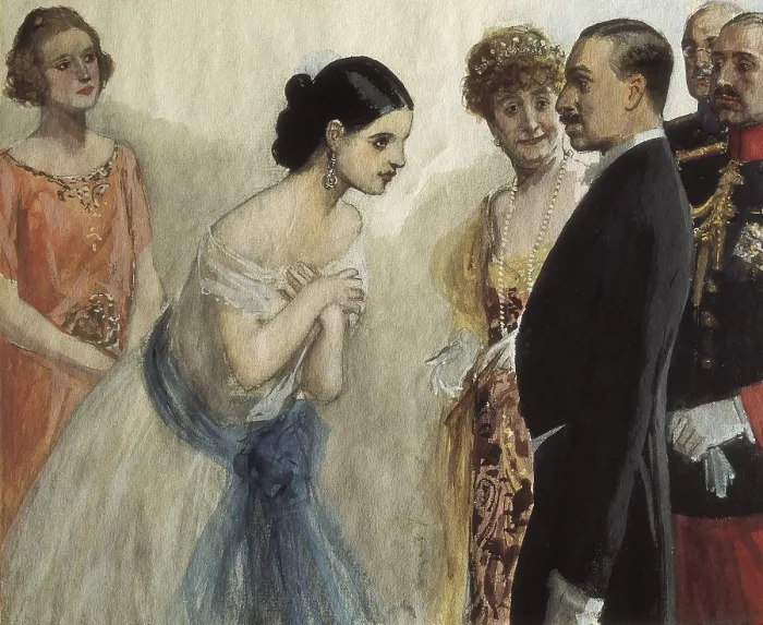 Framed Print : LOZANO SIDRO, Adolfo (1872-1935). Introducing a lady to Alfonso XIII of Spain. Oil on canvas. Private Collection. - CAGP / Iberfoto / Everett Collection (509171)**US SALES ONLY**