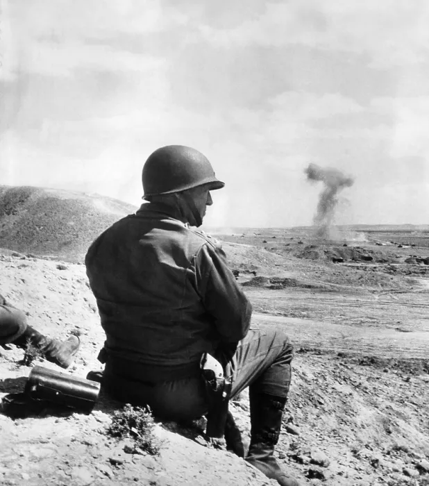 Framed Print : Lt. General George S. Patton watches the battle for Bir Marbott Pass in Tunisia, April 1943. Courtesy: CSU Archives / Everett Collection Framed Print : Lt. General George S. Patton watches the battle for Bir Marbott Pass in Tunisia, April 1943. Courtesy: CSU Archives / Everett Collection