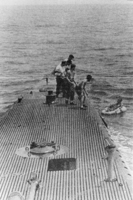 Framed Print : Lt. George Bush was rescued by the submarine USS. Finback after being shot down bombing the Japanese held Island of Chi Chi Jima. Two other crew members died in the incident