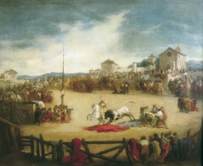 Framed Print : LUCAS PADILLA, Eugenio (1824-1870). The Bullfight. 1840. Romanticism. Oil on canvas. SPAIN. Madrid. St. Fernando Royal Academy Museum