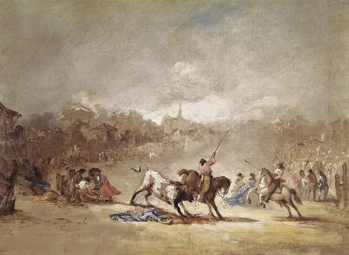 Framed Print : LUCAS VELAZQUEZ, Eugenio (1817-1870). La suerte de varas. Romanticism. Oil on canvas. SPAIN. Madrid. Prado Museum