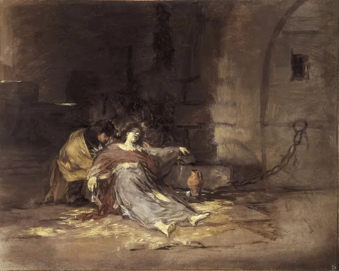 Framed Print : LUCAS VELAZQUEZ, Eugenio (1817-1870). Chained woman. Romanticism. Oil on canvas. SPAIN. Madrid. Prado Museum. AISA / Everett Collection**US SALES ONLY**