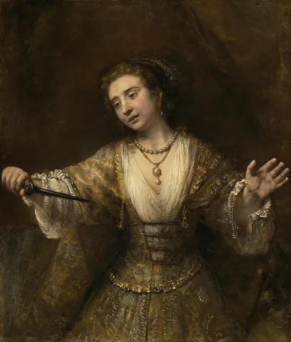 Framed Print : Lucretia, by Rembrandt van Rijn, 1664, Dutch painting, oil on canvas