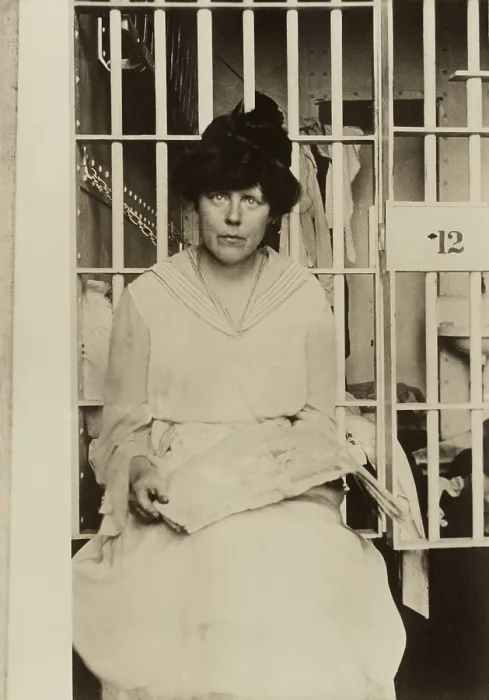 Framed Print : Lucy Burns (1879-1966), in a jail at the Occoquan Workhouse in Virginia in November 1917