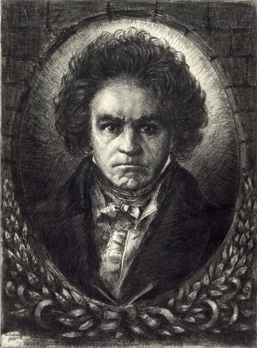 Framed Print : Ludwig van Beethoven (1770-1827). 20th century etching by Wilibald Wolf Rudinoff, 1930