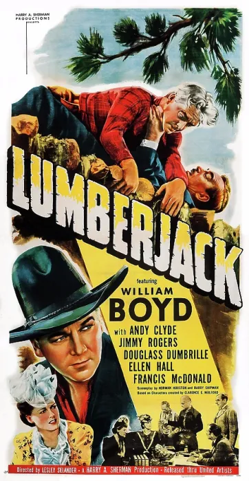 Framed Print : LUMBERJACK, top and bottom: William Boyd, far bottom: Ellen Hall on poster art, 1944