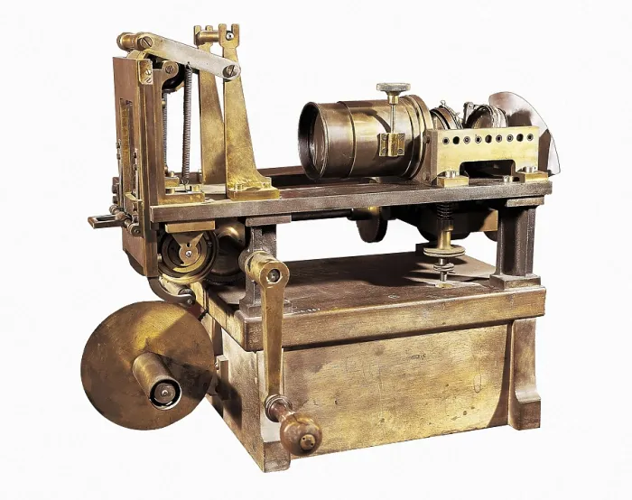 Framed Print : LUMIRE, Louis (1864-1948); LUMIRE, Auguste (1862-1954). The Lumiere cinematograph invented in 1894. FRANCE. Paris