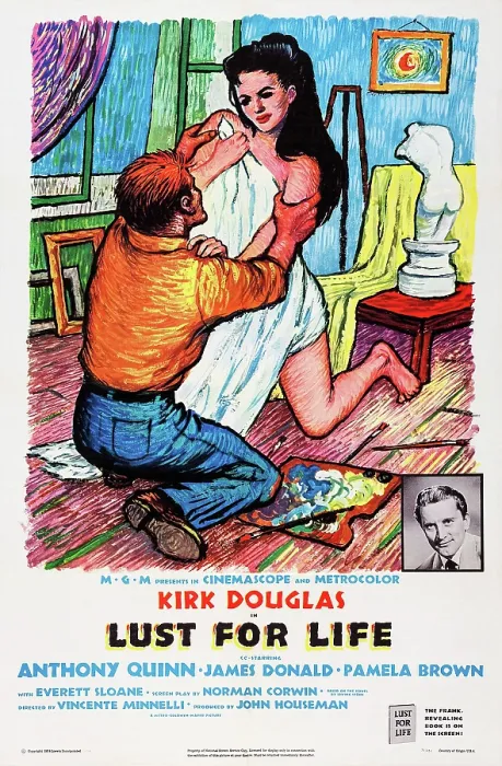 Framed Print : LUST FOR LIFE, lower right: Kirk Douglas on poster art, 1956