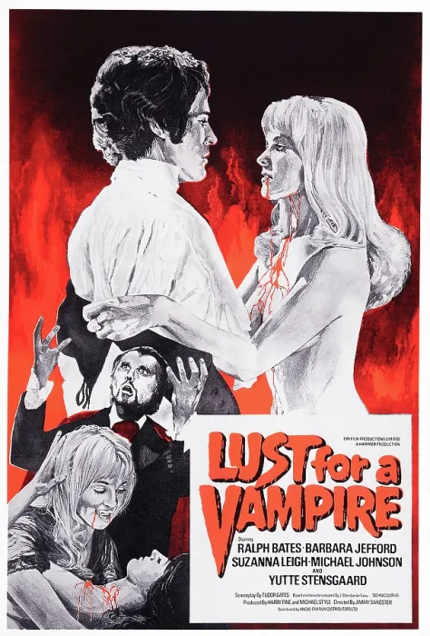 Framed Print : LUST FOR A VAMPIRE, British poster art, top from left: Michael Johnson, Yutte Stensgaard; below: Mike Raven, 1971 Framed Print : LUST FOR A VAMPIRE, British poster art, top from left: Michael Johnson, Yutte Stensgaard; below: Mike Raven, 1971