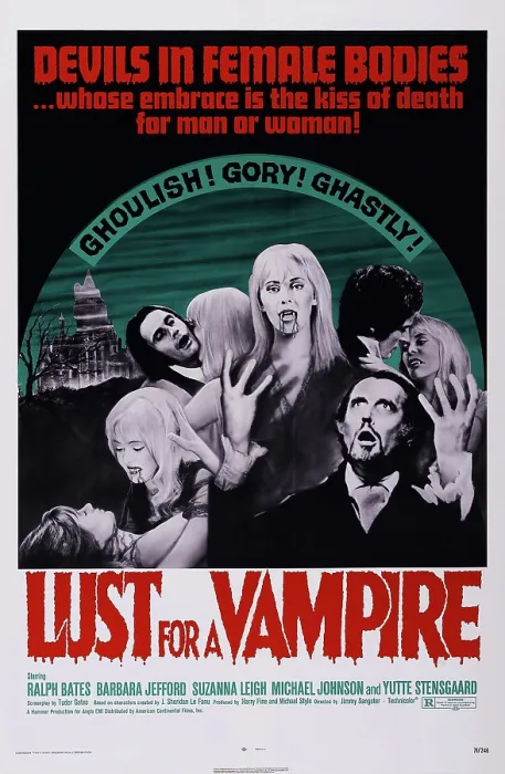 Framed Print : LUST FOR A VAMPIRE, US poster art, lower right: Ralph Bates, upper right: Ralph Bates, Yutte Stensgaard, 1971