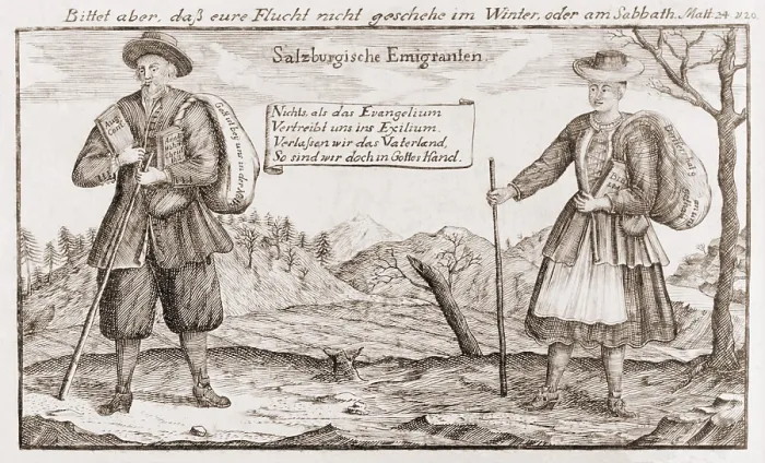 Framed Print : Lutheran religious refugees, fleeing Salzburg, Austria