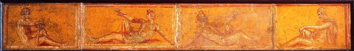 Framed Print : Lying Figures, by unknown artist, 45-79, 1st century A.D. ripped fresco, 25 x 178 cm - Italy, Campania, Naples, National Archaeological Museum, Room LXXVII, inv. 9279 Framed Print : Lying Figures, by unknown artist, 45-79, 1st century A.D. ripped fresco, 25 x 178 cm - Italy, Campania, Naples, National Archaeological Museum, Room LXXVII, inv. 9279