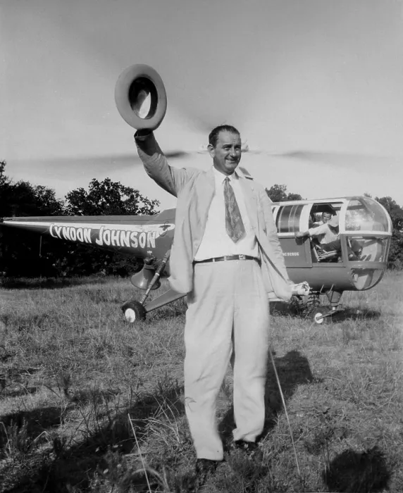 Framed Print : Lyndon Johnson campaigning for the Senate in 1948. The Bell Helicopter was loaned to the campaign by Lawrence Bell the head of the Bell Aircraft Corporation Framed Print : Lyndon Johnson campaigning for the Senate in 1948. The Bell Helicopter was loaned to the campaign by Lawrence Bell the head of the Bell Aircraft Corporation