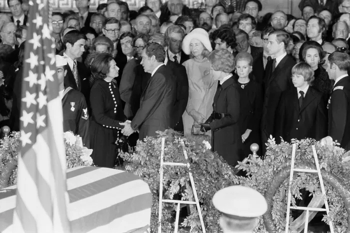 Framed Print : Lyndon Johnson funeral. President Nixon offering condolences to Lady Bird Johnson at LBJ funeral ceremonies inside the Capitol. Jan 24, 1973 Framed Print : Lyndon Johnson funeral. President Nixon offering condolences to Lady Bird Johnson at LBJ funeral ceremonies inside the Capitol. Jan 24, 1973