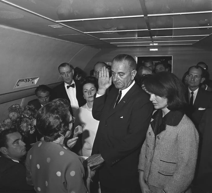 Framed Print : Lyndon Johnson takes the Oath of Office after Kennedy's assassination. This full frame high resolution digital image reveals detail of the iconic photograph