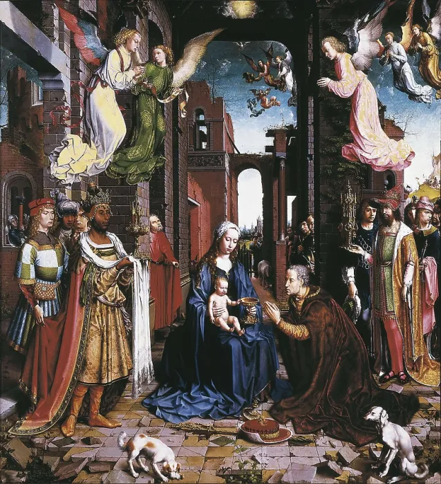 Framed Print : Mabuse, Jan Gossaert, called (1478-1532). The Adoration of the Kings. 1500 - 1515. Oleo sobre tabla
