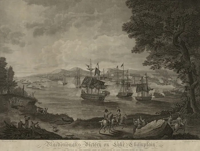 Framed Print : Macdonough's victory on Lake Champlain. On September 17 1814 the US forces defeated the British in the Battle of Lake Champlain