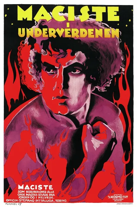 Framed Print : MACISTE IN HELL, (aka MACISTE I UNDERVERDENEN, aka MACISTE ALL'INFERNO), Danish poster art, 1925