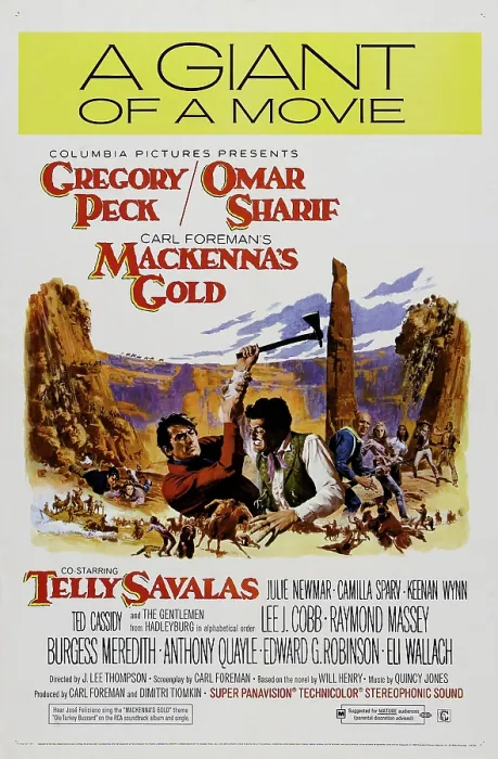 Framed Print : MACKENNA'S GOLD, US poster, center from left: Gregory Peck, Omar Sharif, 1969 Framed Print : MACKENNA'S GOLD, US poster, center from left: Gregory Peck, Omar Sharif, 1969