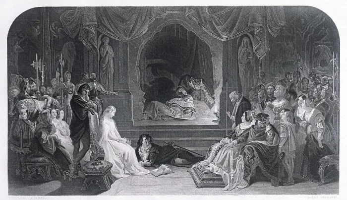 Framed Print : MACLISE, Daniel (1806-1870); SHAKESPEARE, William (1564-1616). Illustration of 'Hamlet', Shakespeare's work writen in 1601