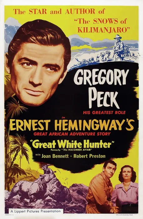Framed Print : THE MACOMBER AFFAIR, (aka THE GREAT WHITE HUNTER, reissue title), US poster art, top: Gregory Peck; bottom: Gregory Peck, Joan Bennett, 1947