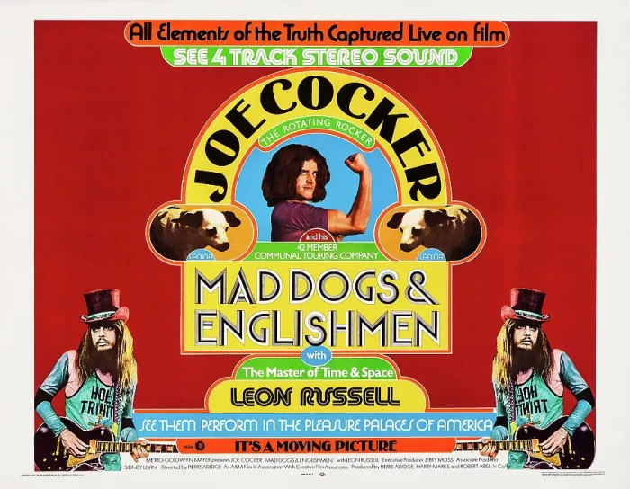 Framed Print : MAD DOGS AND ENGLISHMEN, US poster art, center: Joe Cocker; bottom left and right: Leon Russell, 1971 Framed Print : MAD DOGS AND ENGLISHMEN, US poster art, center: Joe Cocker; bottom left and right: Leon Russell, 1971