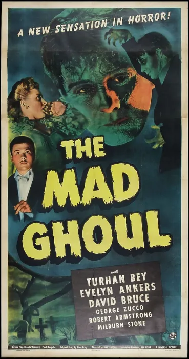 Framed Print : THE MAD GHOUL, top l-r: Evelyn Ankers, David Bruce, bottom: Turhan Bey, poster art, 1943