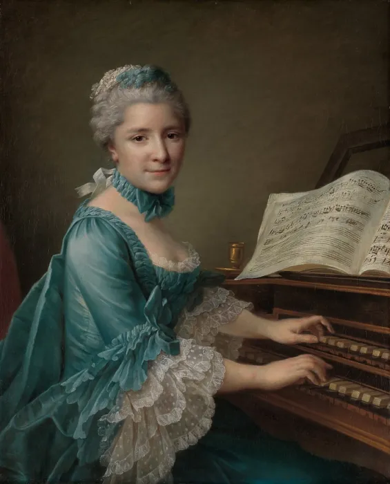 Framed Print : MADAME CHARLES SIMON FAVART, by Franois Hubert Drouais, 1757, French painting, oil on canvas