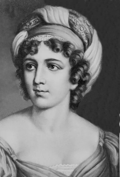 Framed Print : Madame de Stal (1766-1817) a versatile writer, but better know as a catalyst for the emergence of Romanticism through her influential 'Salon.' 1790 portrait Framed Print : Madame de Stal (1766-1817) a versatile writer, but better know as a catalyst for the emergence of Romanticism through her influential 'Salon.' 1790 portrait