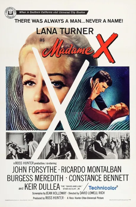 Framed Print : MADAME X, top l-r: Lana Turner, Keir Dullea, bottom l-r: John Forsythe, Lana Turner on poster art, 1966 Framed Print : MADAME X, top l-r: Lana Turner, Keir Dullea, bottom l-r: John Forsythe, Lana Turner on poster art, 1966