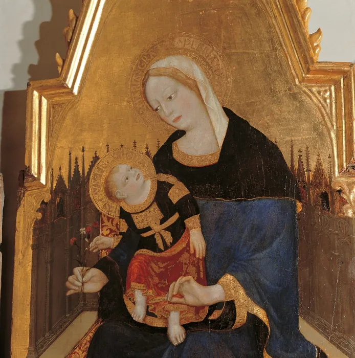 Framed Print : Madonna and Child with Angels, Sts Augustine, John, Liberatore and Agatha, by Lello da Velletri, 15th Century, Tempera on panel, cm 118 x 195 - Italy, Umbria, Perugia Framed Print : Madonna and Child with Angels, Sts Augustine, John, Liberatore and Agatha, by Lello da Velletri, 15th Century, Tempera on panel, cm 118 x 195 - Italy, Umbria, Perugia