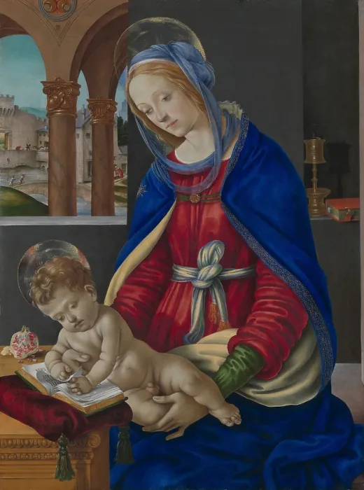 Framed Print : MADONNA AND CHILD, by Fra Filippo Lippi, 1483-84, Italian Renaissance painting, tempera, oil on wood. This work was commissioned by the wealthy Florentine banker Filippo Strozzi