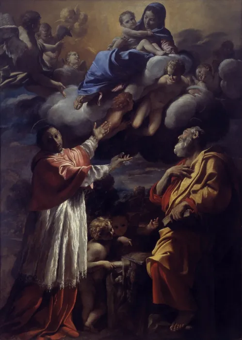 Framed Print : Madonna and Child in Glory, St. Charles Borromeo and St