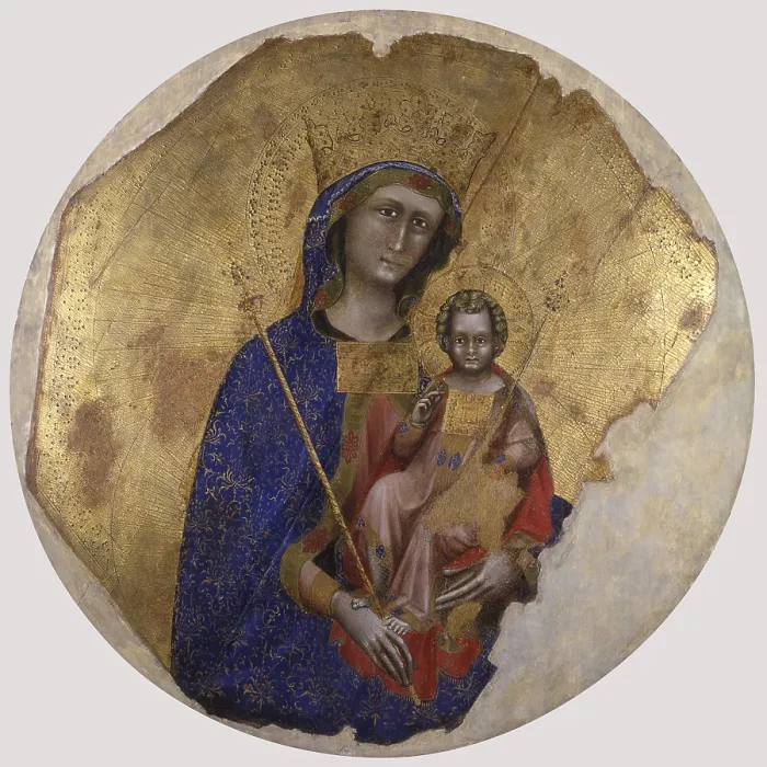 Framed Print : Madonna and Child, by Guariento di Arpo, 1345 - 1360, 14th Century, board with 98 cm diameter - Italy, Veneto, Padua, Civic Museum at Eremitani. Whole artwork view Framed Print : Madonna and Child, by Guariento di Arpo, 1345 - 1360, 14th Century, board with 98 cm diameter - Italy, Veneto, Padua, Civic Museum at Eremitani. Whole artwork view