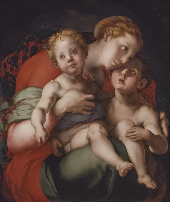 Framed Print : Madonna with Child and Little Saint John (Madonna col Bambino e san Giovannino), by Pontormo, c Framed Print : Madonna with Child and Little Saint John (Madonna col Bambino e san Giovannino), by Pontormo, c