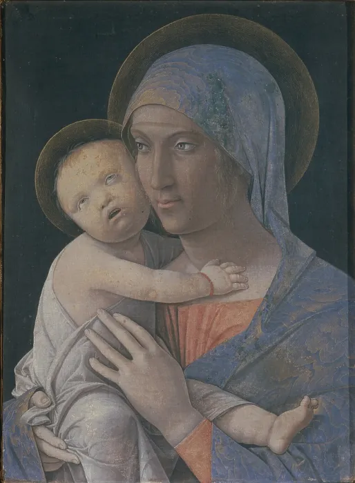 Framed Print : Madonna and Child (Madonna col Bambino), by Andrea Mantegna, 1470-1480, 15th Century, glue tempera on panel, 43 x 31 cm - Italy, Lombardy, Bergamo, Carrara Academy Framed Print : Madonna and Child (Madonna col Bambino), by Andrea Mantegna, 1470-1480, 15th Century, glue tempera on panel, 43 x 31 cm - Italy, Lombardy, Bergamo, Carrara Academy