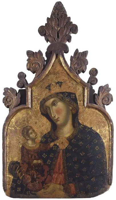 Framed Print : Madonna with Child, by Marco Veneziano, 14th Century, board - Italy, Veneto, Padua, Civic Museums. Whole artwork view. Board depicting Our Lady holding baby Jesus in her arms Framed Print : Madonna with Child, by Marco Veneziano, 14th Century, board - Italy, Veneto, Padua, Civic Museums. Whole artwork view. Board depicting Our Lady holding baby Jesus in her arms