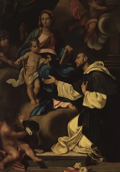 Framed Print : Madonna with Child and Saint Dominic or Madonna of the Rosary, by Gaetano Lapis, 1733, 18th Century, oil on canvas, 250 x 150 cm - Italy, Lombardy, Milan, Brera Collection Framed Print : Madonna with Child and Saint Dominic or Madonna of the Rosary, by Gaetano Lapis, 1733, 18th Century, oil on canvas, 250 x 150 cm - Italy, Lombardy, Milan, Brera Collection