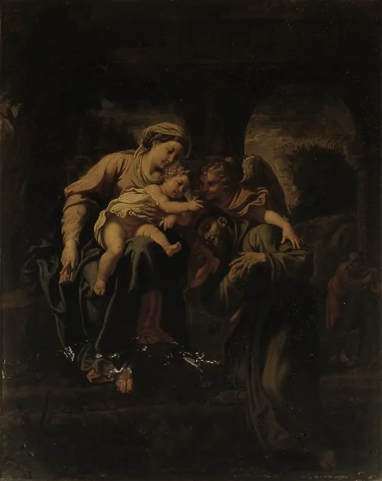 Framed Print : Madonna with Child, Saint Francis, an Angel and Saint Joseph with a mare, by A. Carracci, 1560 - 1608 ca. 16th Century, oil on canvas - Italy, Lombardy, Milan, Archbishopric Framed Print : Madonna with Child, Saint Francis, an Angel and Saint Joseph with a mare, by A. Carracci, 1560 - 1608 ca. 16th Century, oil on canvas - Italy, Lombardy, Milan, Archbishopric