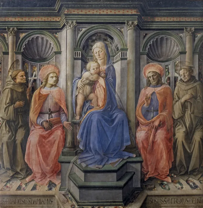 Framed Print : Madonna with Child and Four Saints (Madonna col Bambino e quattro santi), by Filippo Lippi, 1440-1445, 15th Century, tempera on panel, 196 x 196 cm - Italy, Tuscany, Florence