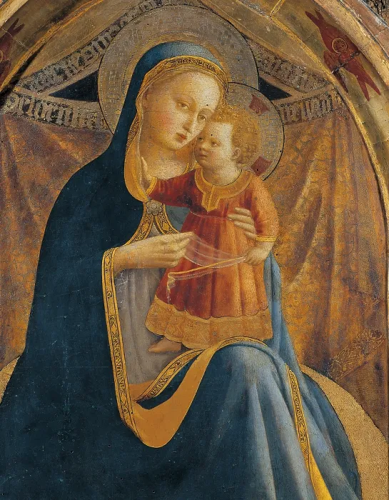 Framed Print : Madonna and Child with Sts John the Baptist, Dominic, Francis and Paul, by Guido di Pietro (or Piero) known as Beato Angelico, 15th Century, 1428 -1430 about