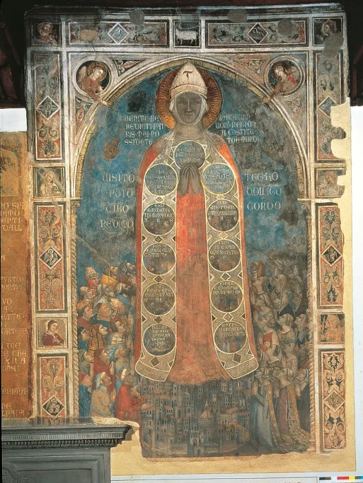 Framed Print : Madonna of Mercy, by circle of Bernardo Daddi, 1342, 14th Century, fresco, - Italy, Tuscany, Florence, Bigallo Museum. All Framed Print : Madonna of Mercy, by circle of Bernardo Daddi, 1342, 14th Century, fresco, - Italy, Tuscany, Florence, Bigallo Museum. All