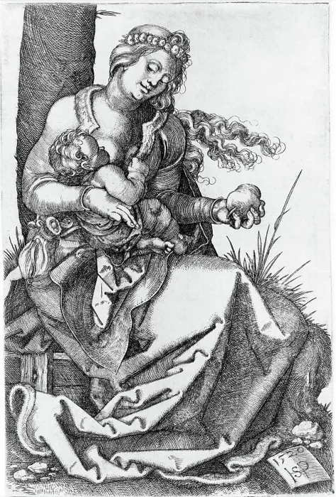Framed Print : Madonna With The Pear, by Hans Sebald Beham, circa 1520
