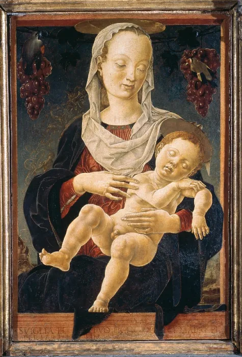 Framed Print : Madonna with the Sleeping Child (Madonna of the Zodiac), by Tura Cosm, 15th Century, 1460 -1463 about, tempera on panel, cm 61 x 41 - Italy, Veneto, Venice
